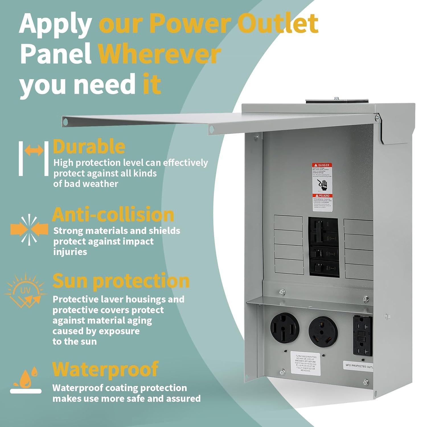 RV Power Outlet Box 50 30 20 Amp Breaker Prewired Panel Weatherproof UL Listed