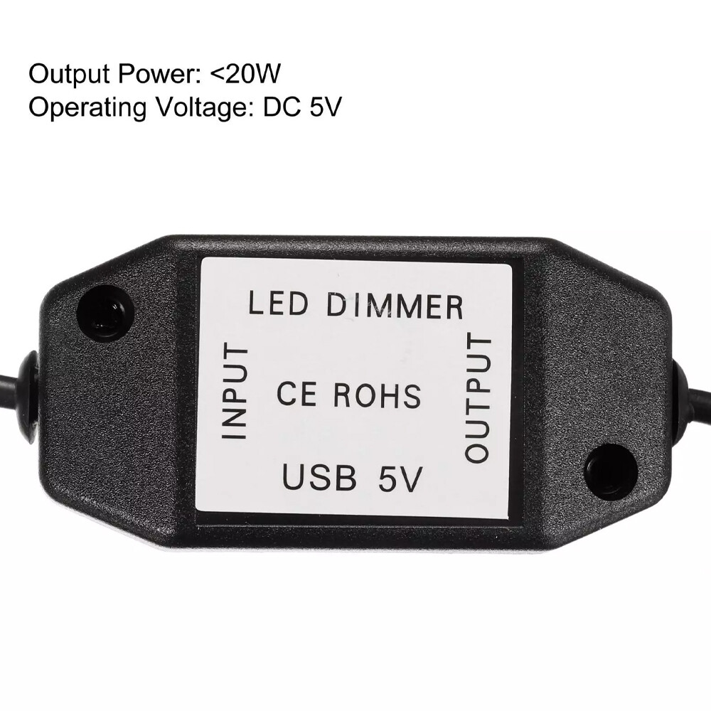 2X 5V USB PWM Rotary Inline Dimmer Switch for LED Strips Lights Black