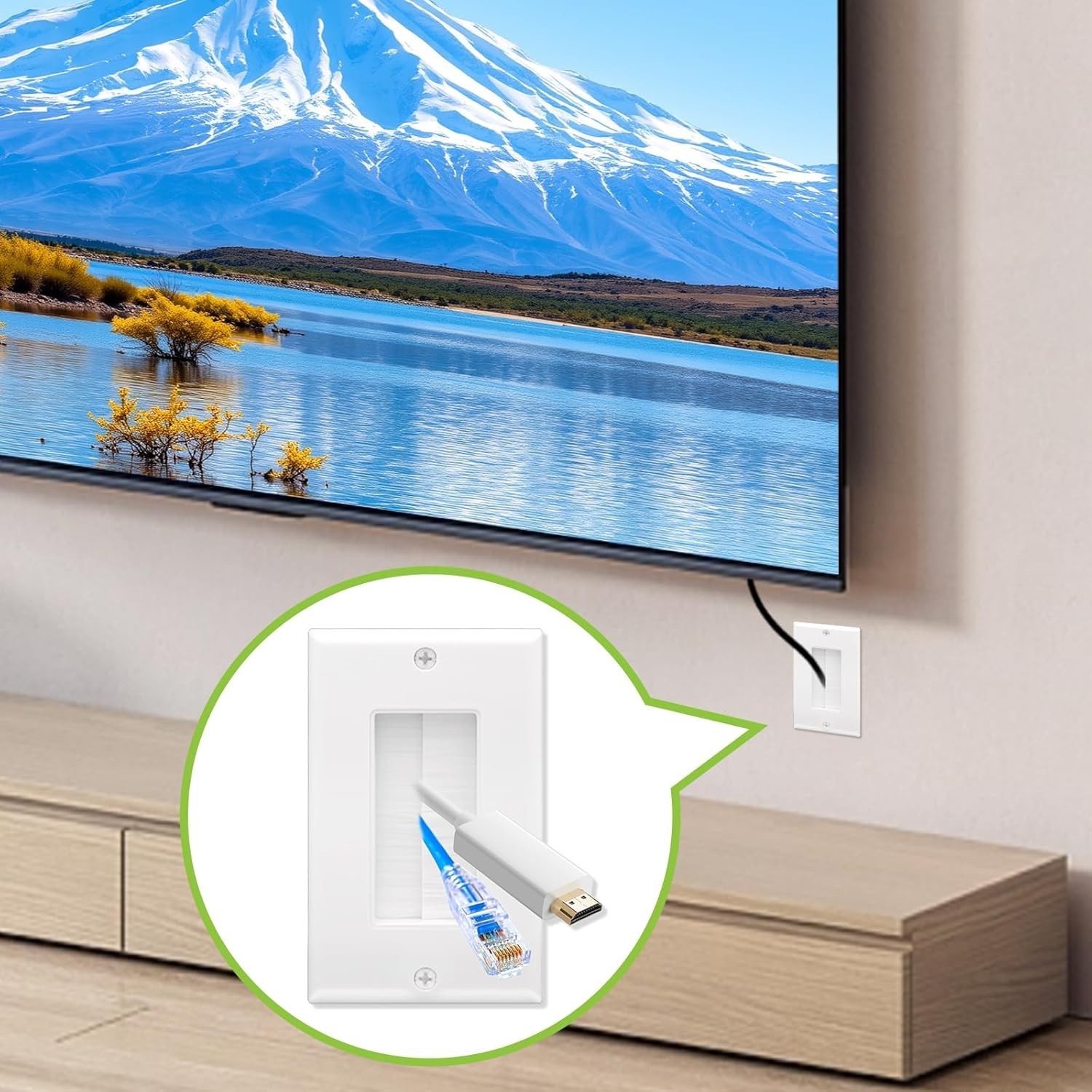 Brush Wall Plate Single Gang Wall Plate Cable Pass Through Low Voltage Wires