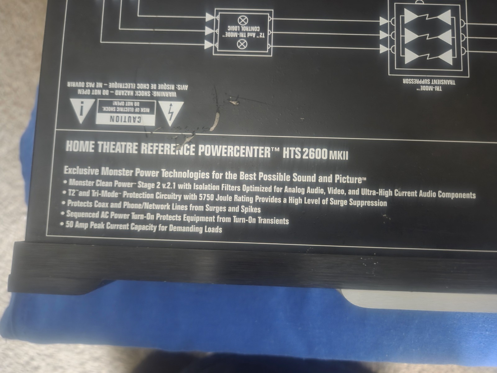 Monster Power HTS 2600 MKII Surge Protector Black/Silver – Nice Condition