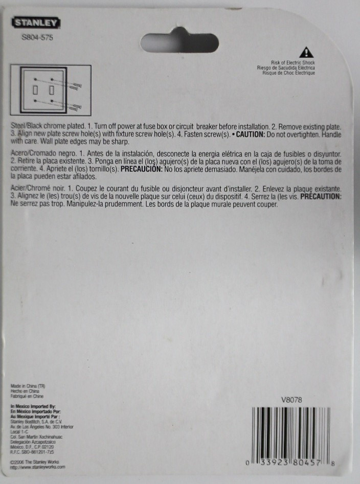 Stanley Steel Black Chrome Plated Dual Switch Wall Plate S804-575 DISCOUNT #94d