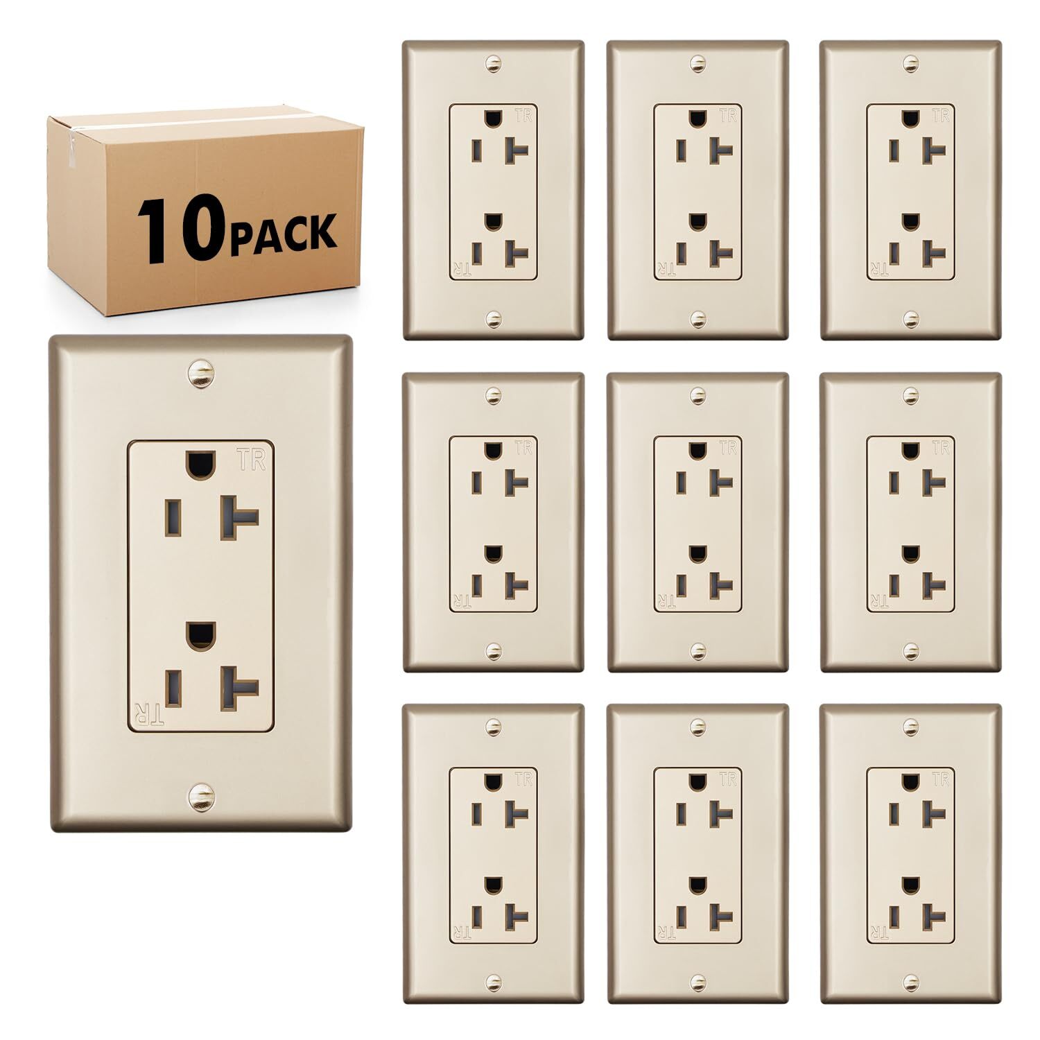 Decorator Receptacle Outlet, Tamper Resistant,20 Amp, 125 Volt,golden,UL Listed