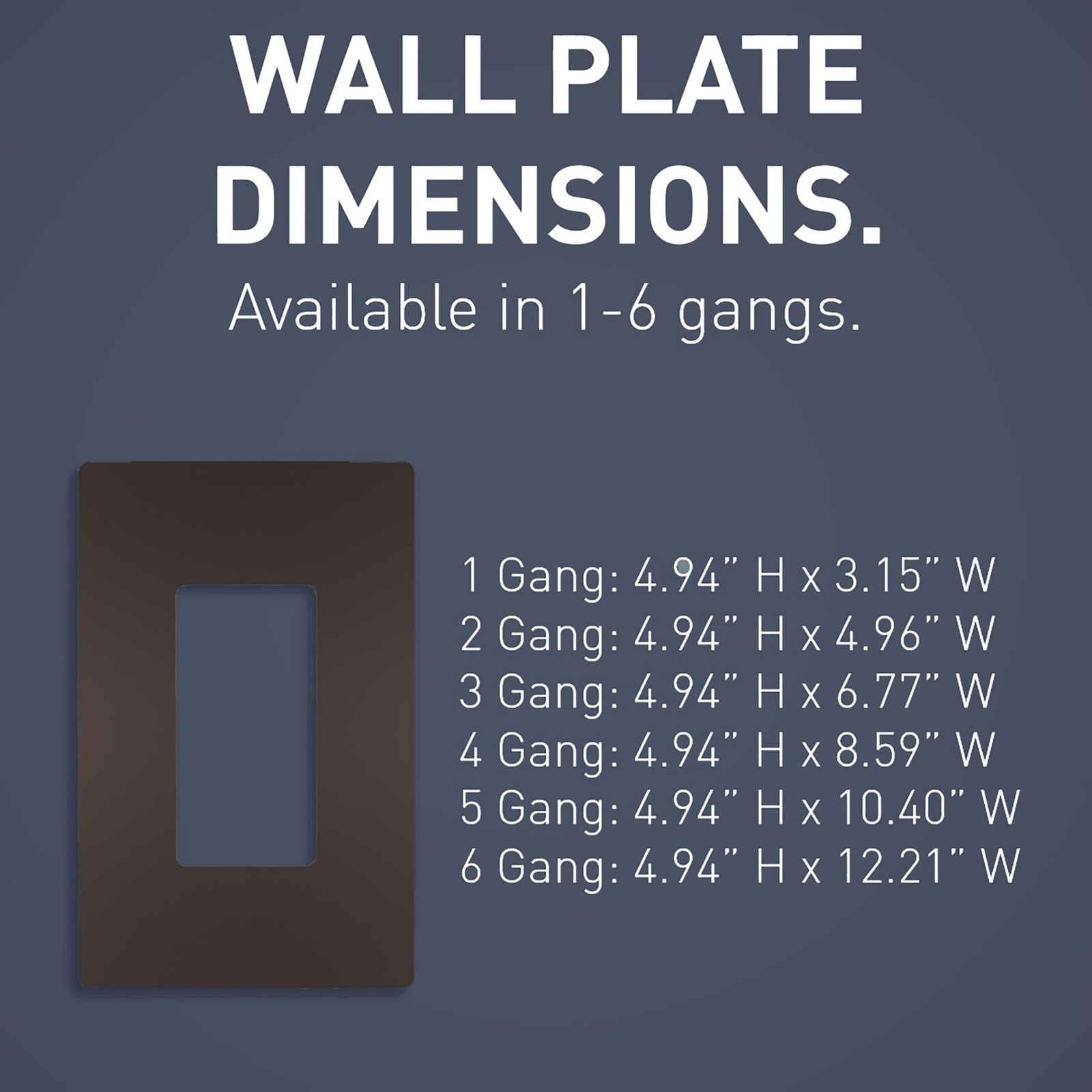Dark Bronze Low Profile Wall Plate Modern Design Scratch Resistant 1 Pack