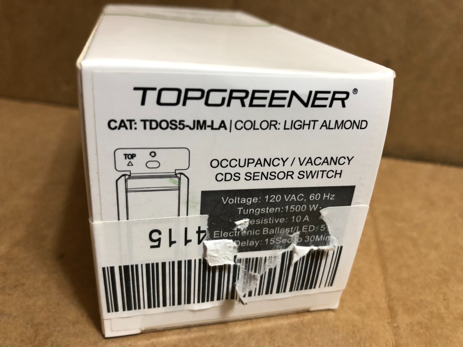 TOPGREENER Indoor Digital Wall Switch Timer Lighting Control 10A 1500W L ALMOND