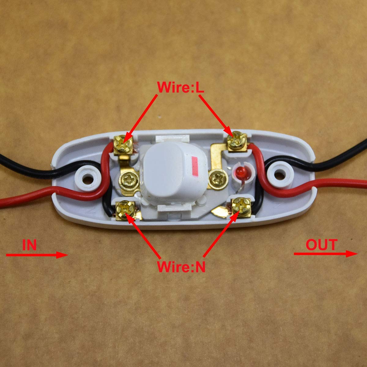 2 Pcs On/off Inline Cord Switch With Red Led Indicator For Table Lamp Desk Light