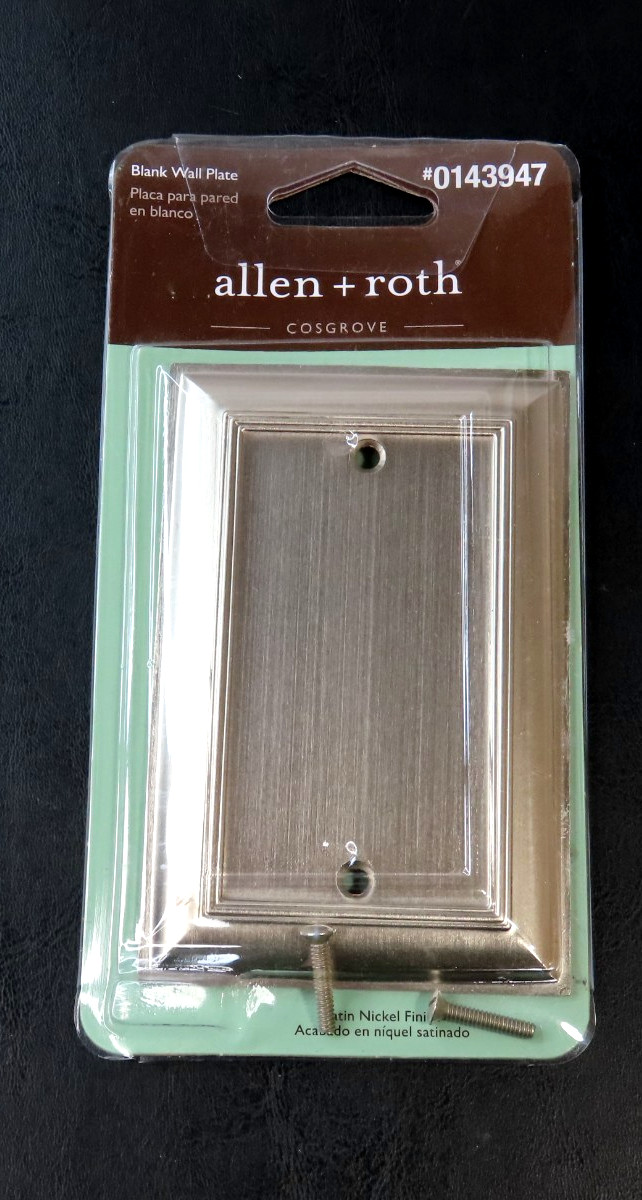 Allen Roth Satin Nickel Finish Blank Wall Plate #0143947