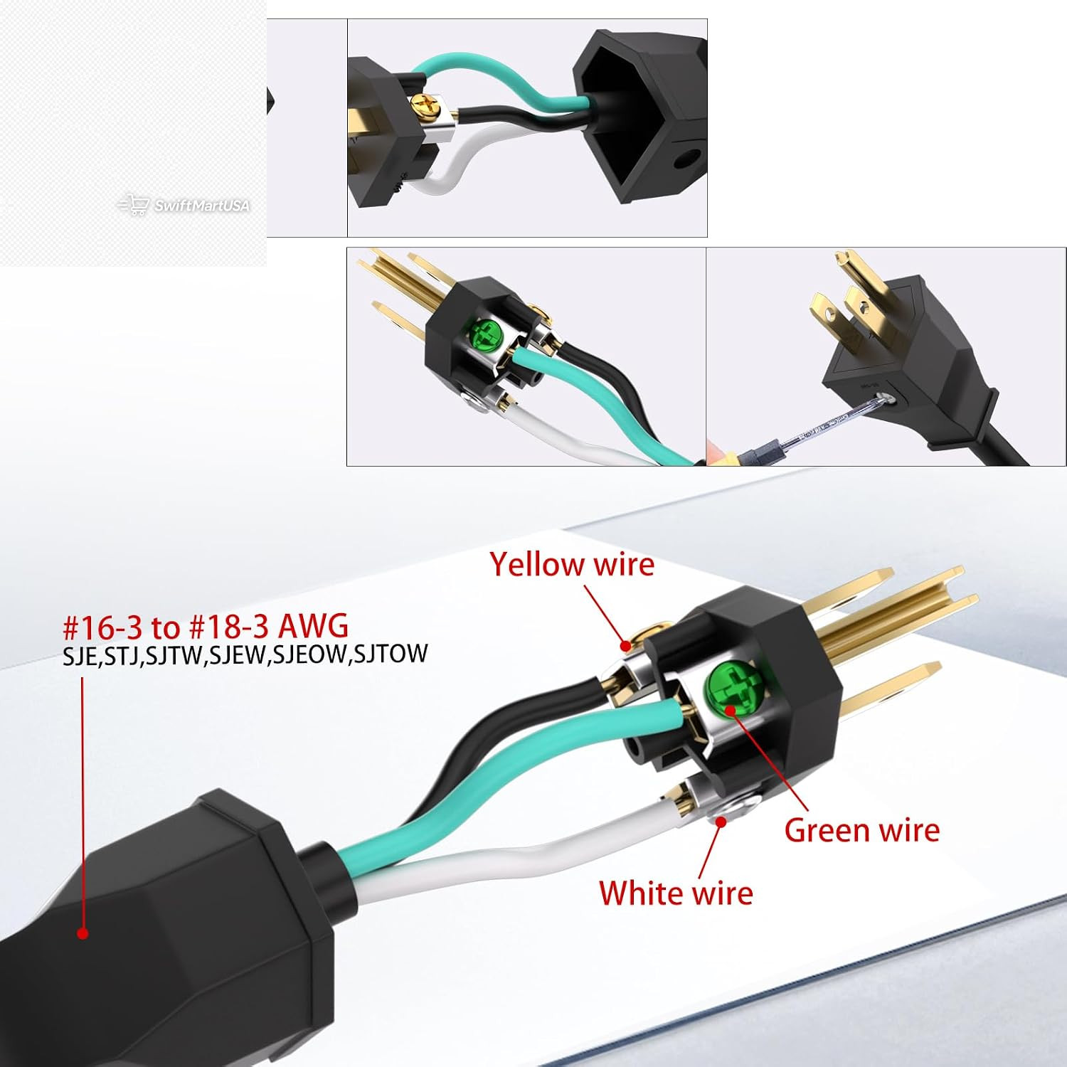 5 Pack Extension Cord Ends Female 125V 15A 2 Pole 3 Wire Replacement Plug Heavy