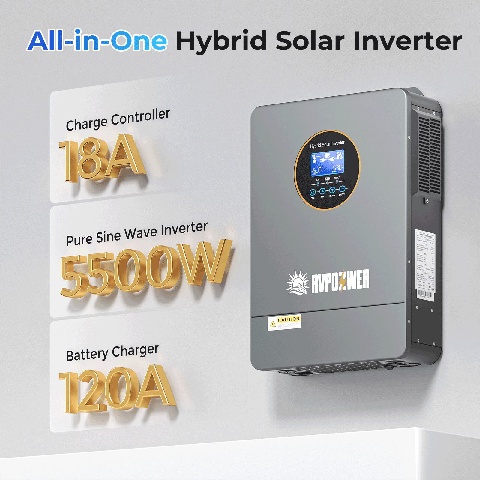 5.5KW Solar Hybrid Inverter 48V DC-120V/220V AC Split Phase Off-Grid Pure Sine