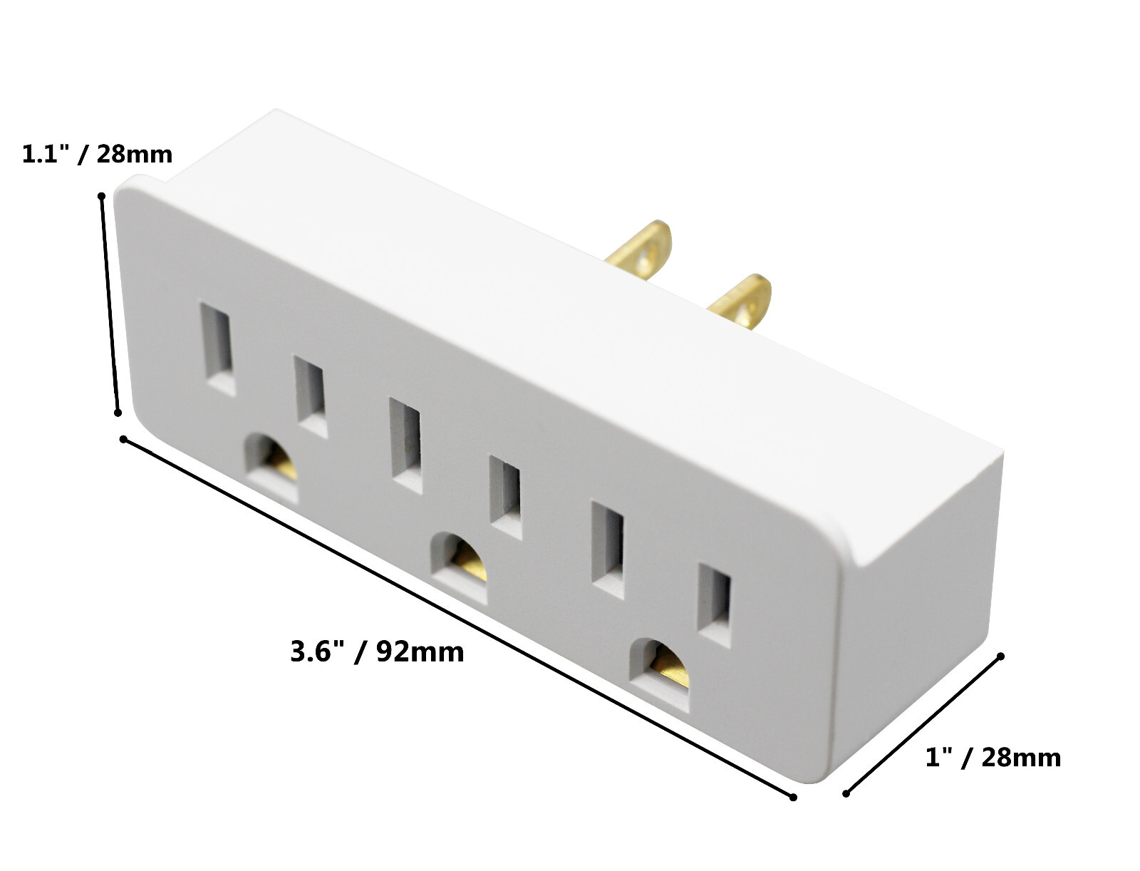 3 Outlet Grounded Wall Adapter – Splitter Extends 1 Outlet to 3 with Lip – 3 Pk
