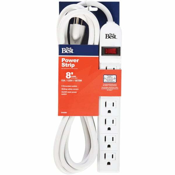 (6)-Do it Best 15 Amp 4-Outlet White Power Strip 1-1/2′ CULUS/ETL/UL Cord LTS-4
