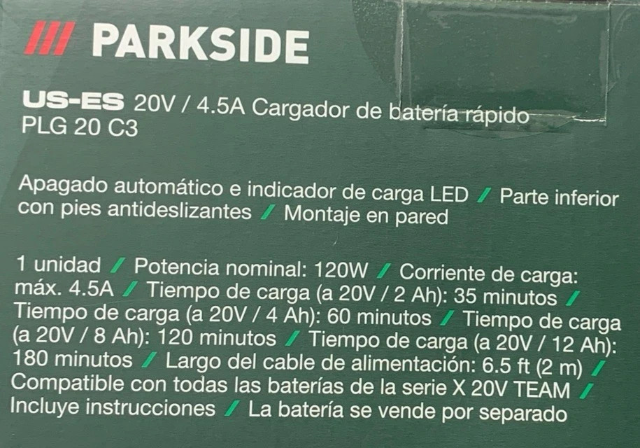Parkside PLG 20 C3 20V 4.5A Fast Battery Charger – X20V Team Series