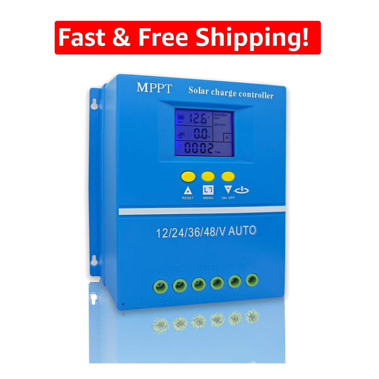 High-Efficiency MPPT Solar Charge Controller 60A/80A, LCD Display, 12V-48V