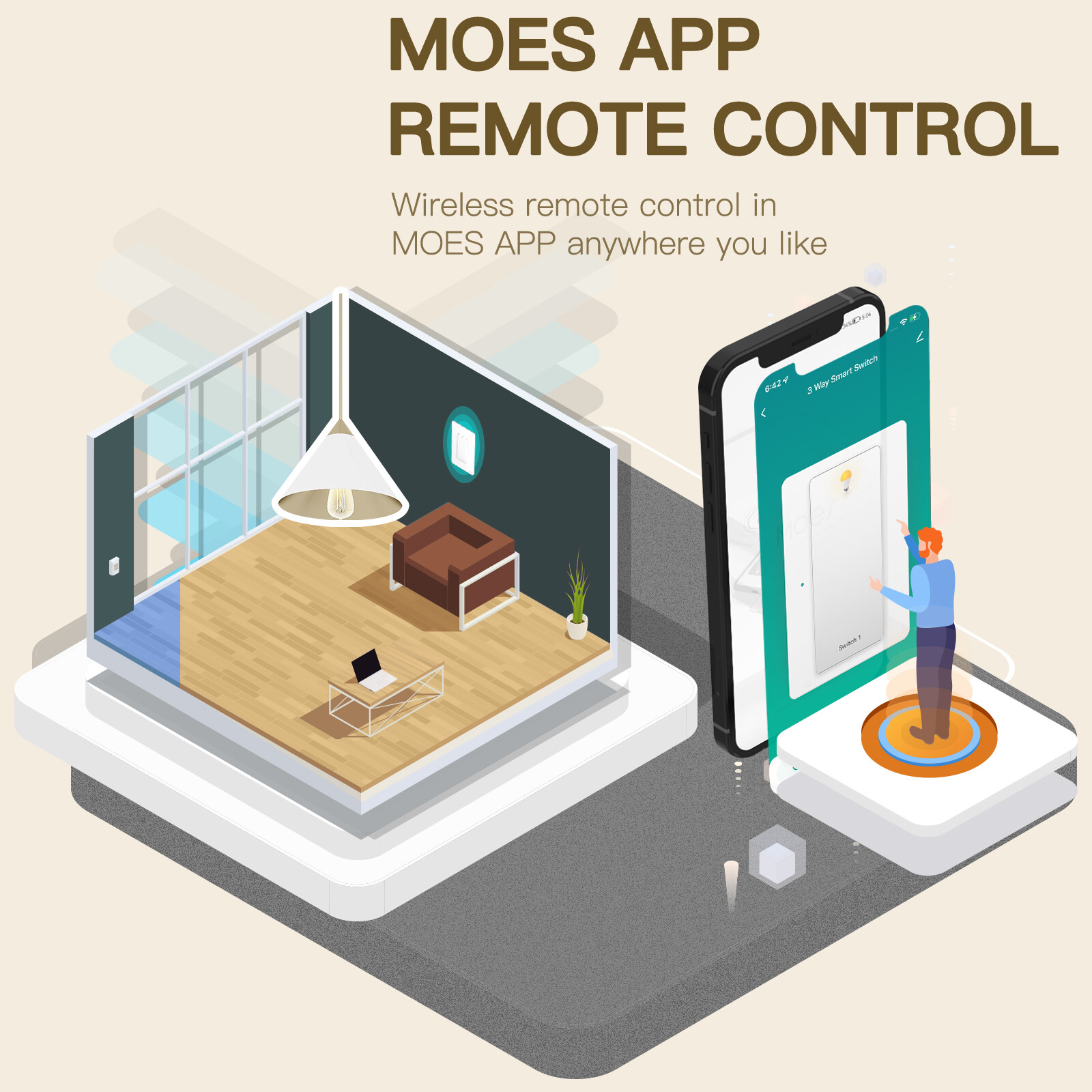 MOES WiFi Smart Toggle Switch 3-Way Wall Light Switch Alexa Google APP Timer