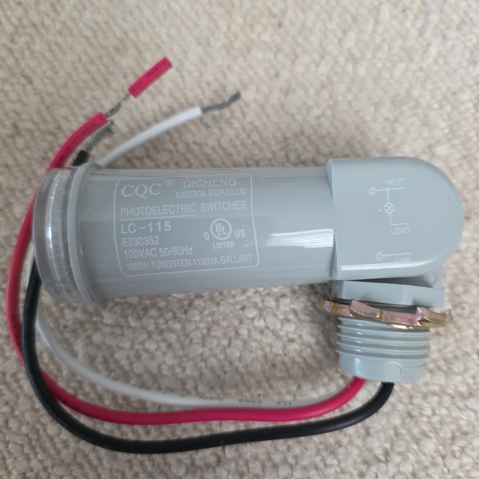 Sunlite Photo Control Sensor Qicheng LC-115 Photoelectric Switch 120V 1800W Gray