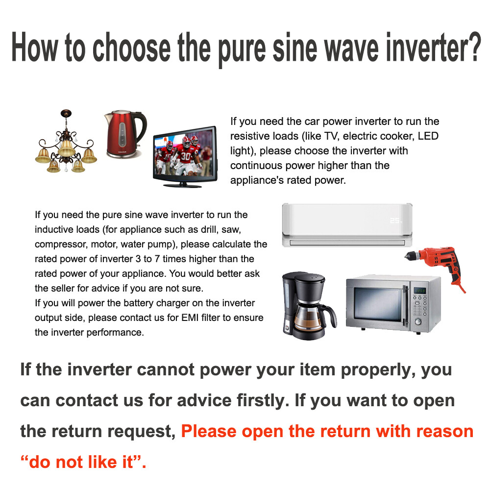 24V to 120V Pure Sine Wave Inverter 1500W Power Converter Solar Home System Car