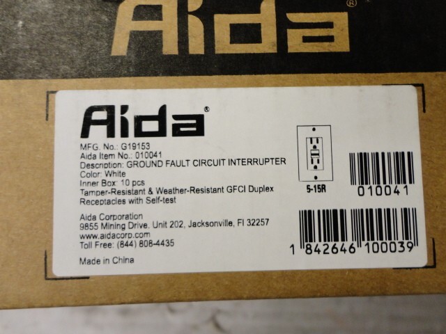 GFCI Receptacle Aida 5-15R White 10pcs