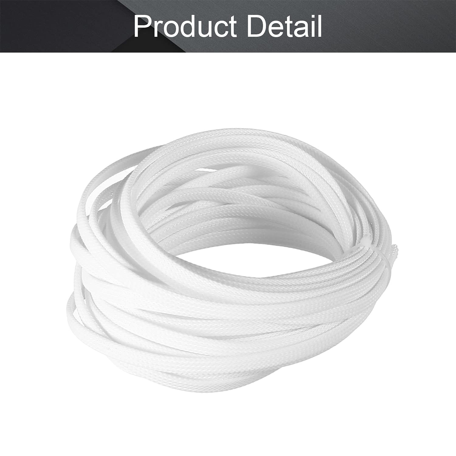 Othmro 32.8ft Length PET Flexible Expandable Braided 0.15″ Dia/32.8Ft, White