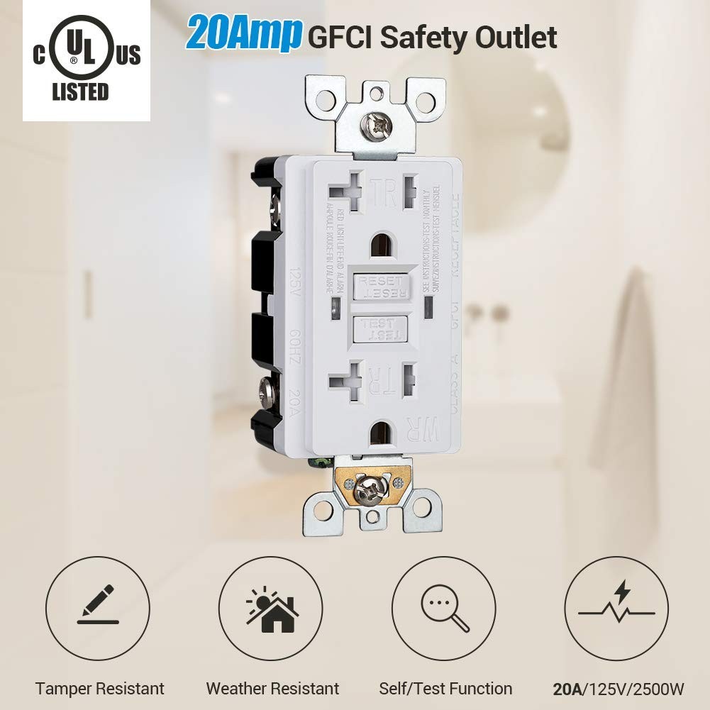 2-Pack GFCI Outlet 20Amp, Outdoor Weather-ResistantWR, Tamper-ResistantTR, L…