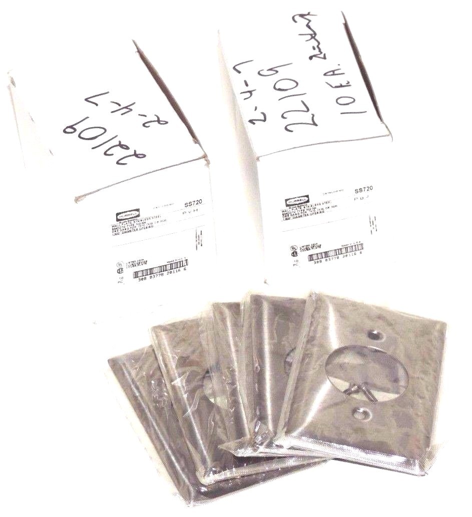 LOT OF 25 NEW HUBBELL SS720 STAINLESS STEEL ONE-GANG 1.6″ DIAMETER WALL PLATES