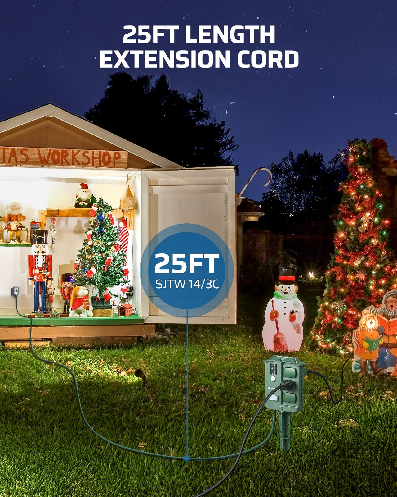 Outdoor Power Stake Timer, 25FT Extension Cord, 100FT Range Remote Control