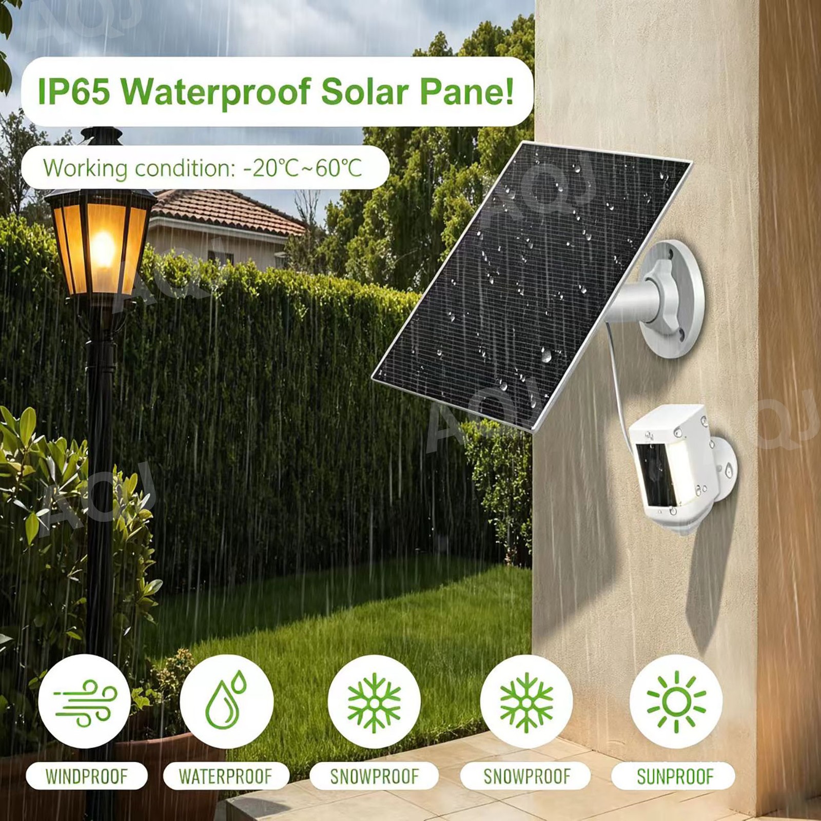 3W 5V Solar Panel for Ring Camera, for Ring Solar Charger with USB-C