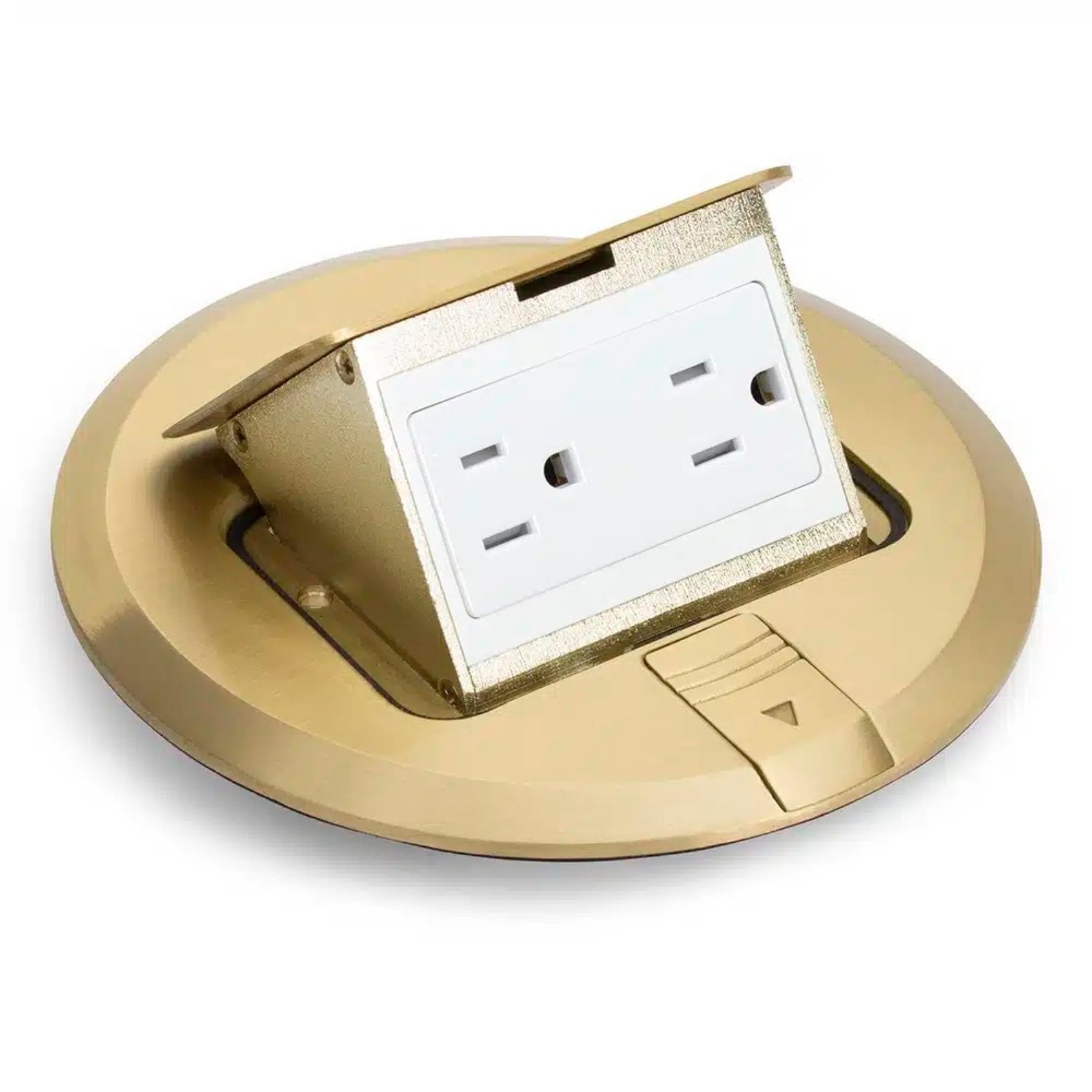 Lew Electric 6″ Round Brass Pop-Up Floor Outlet PUPP-BD + FREE Wood Floor Box