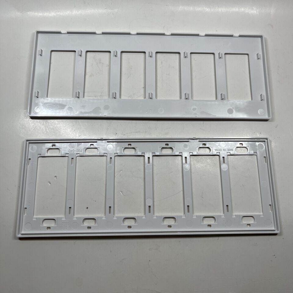 Lutron CW-6-WH Claro 6-Gang Wallplate White (USED w/ NO SCREWS)