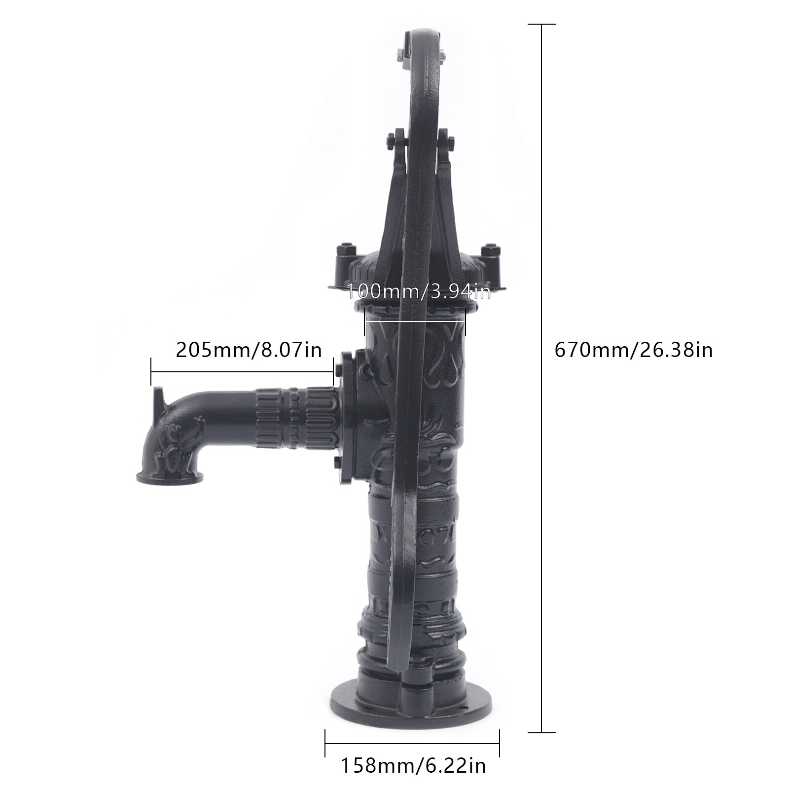 26 feet Manual Hand Water Pump Garden Boost Pump Cast Iron Well Fountain Stand
