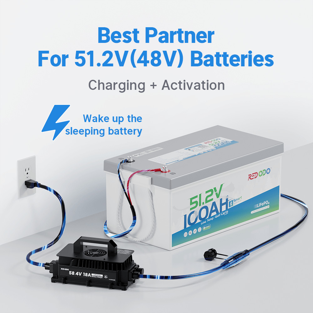 Redodo 58.4V 18A LiFePO4 Battery Waterproof Smart Charger with Safe -Excellent