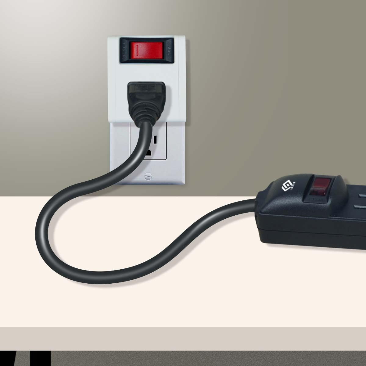 Grounded Single Port Power Adapter with On/Off Switch, 3-Prong Plug Outlet Switc
