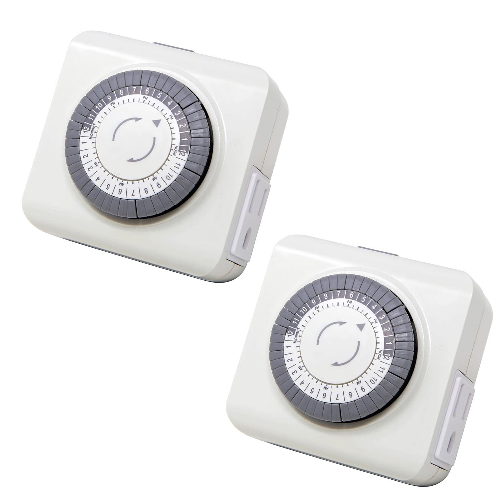 2 Pack 110-125V 3-Pin Mechanical Timer For Home Appliance 24-Hour Outlet Device