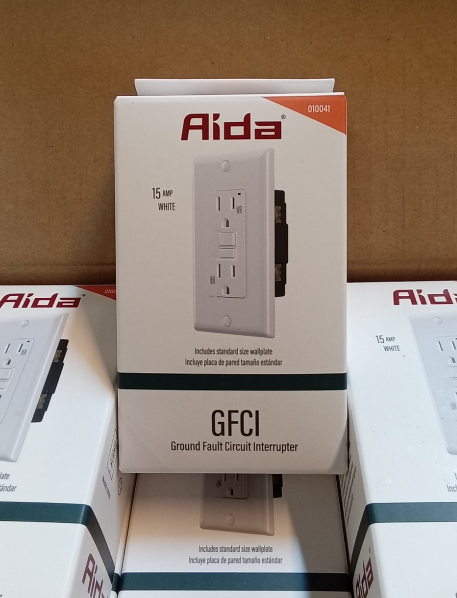 10 pc Aida Tamper Resistant & Weather Resist GFCI Duplex Outlet w Cover 120V 15A