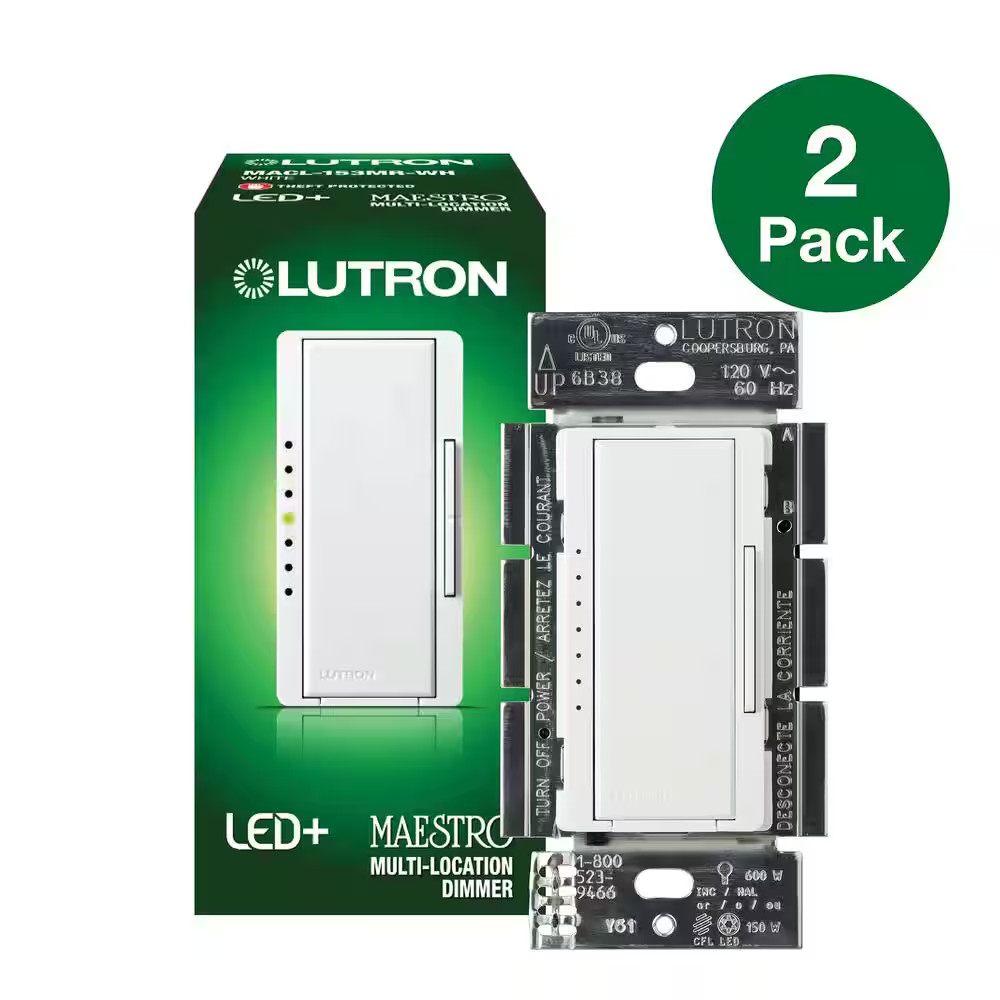 Maestro LED+ Dimmer Switch for Dimmable LED Bulbs, 150W/Single-Pole or Multi-Loc