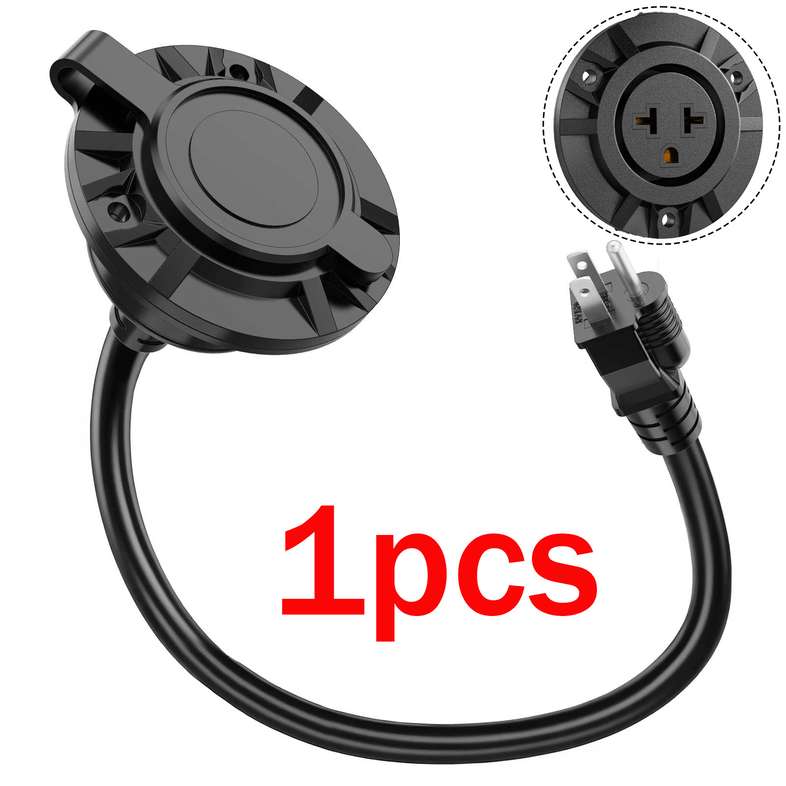 Outdoor Power Outlet 20A 125V Receptacle RV Shore Power Plug Integrated 20″ Cord