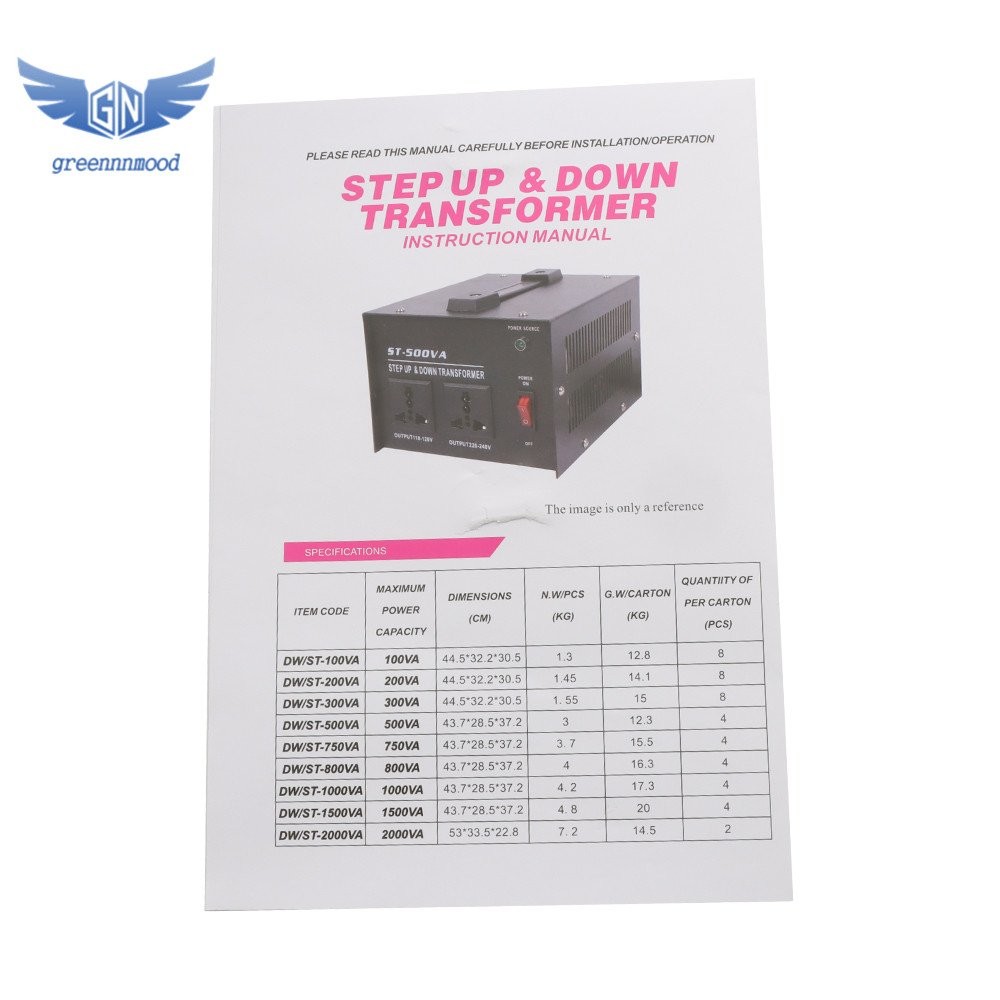 1500 Watt Voltage Converter Transformer Step Up/Down 110v to 220v/220v to 110v
