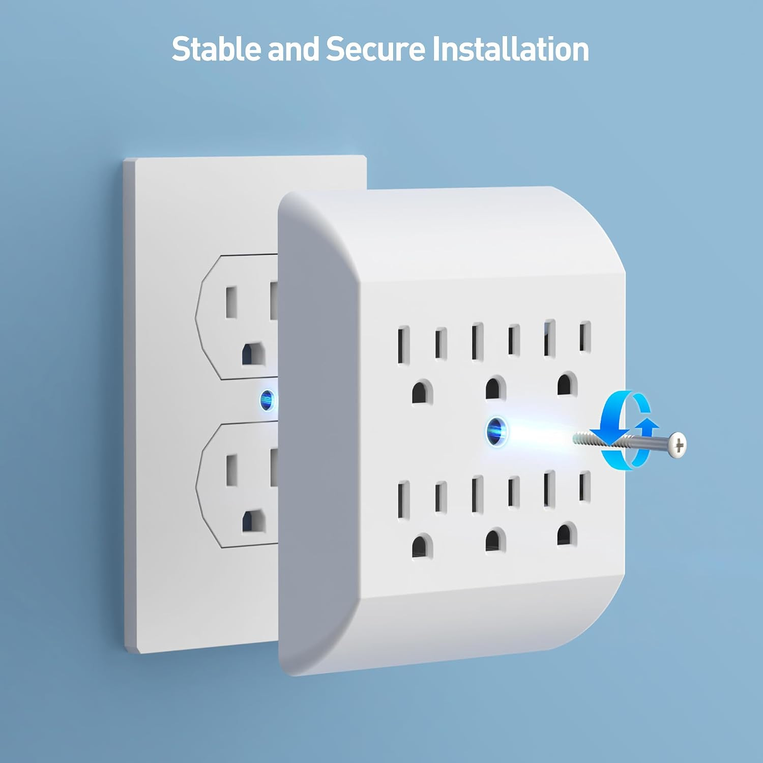 [ETL Listed] 2-Pack 15A 1875W 6 Outlet Extender Wall Tap | 6 Way