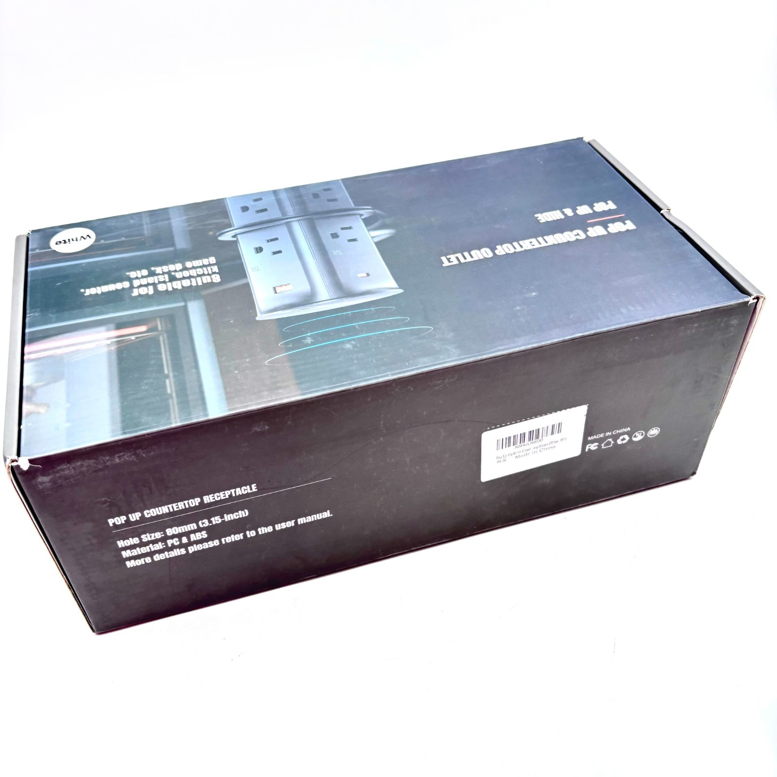 Pop Up Countertop Outlet Receptacle For Home with USB-A, USB-C Ports