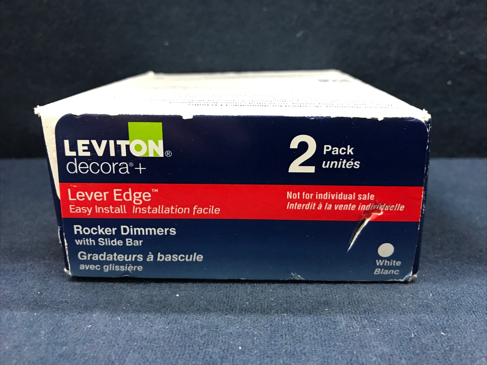 LEVITON ESL01-2PW DECORA LEVER EDGE ROCKER SLIDE DIMMER SWITCH 1&3 WAY WHITE 2PK