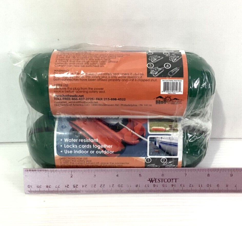 2 Hot Headz Extension Cord Safety Seal/ Home Garden Marina Outdoor Lighting NIP