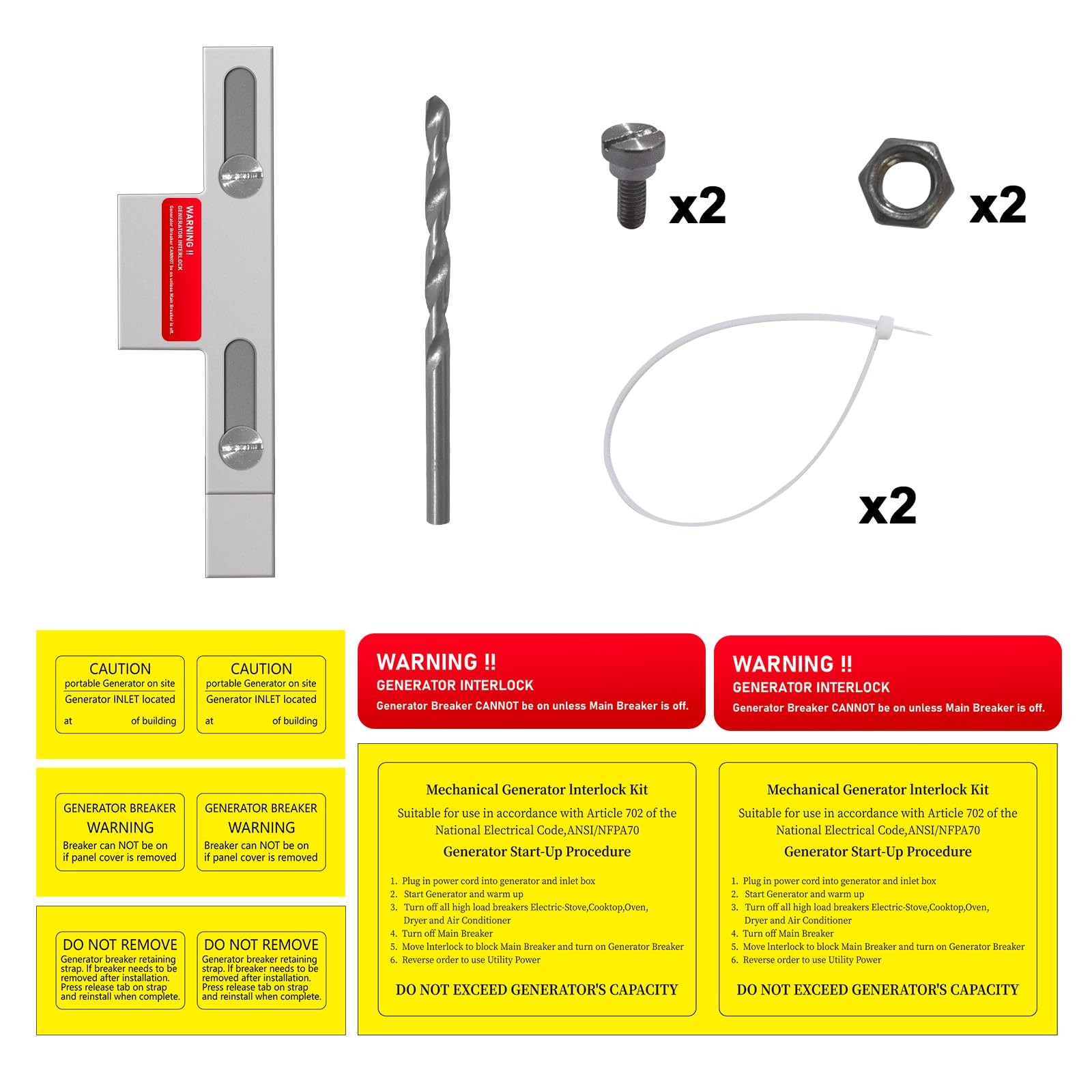 QYZZRS Generator Interlock Kit Compatible with Eaton Cutler Hammer 100 Amp…