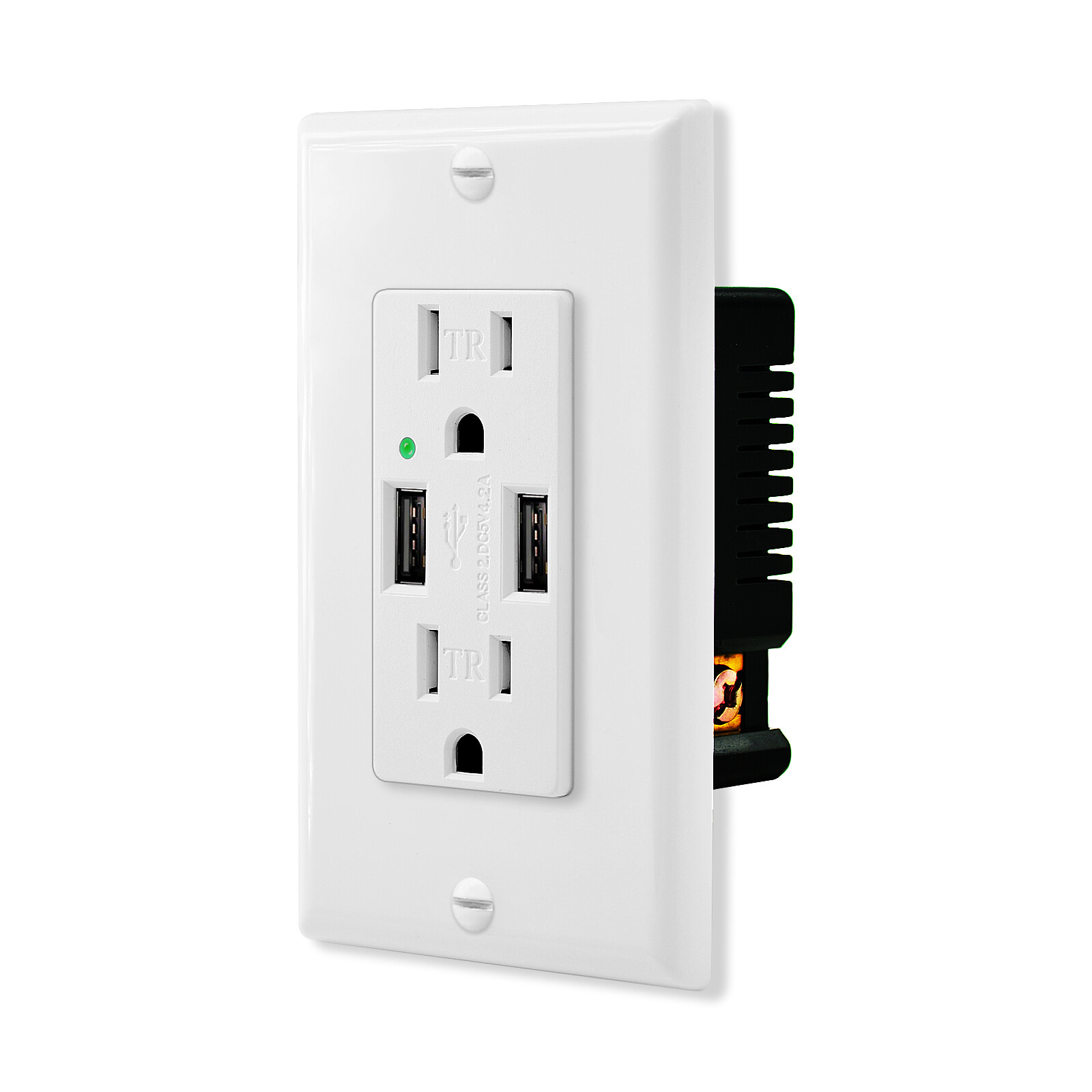 Electric Dual USB Outlet Wall Tamper-Resistant 15A AC Power Socket /wall plate