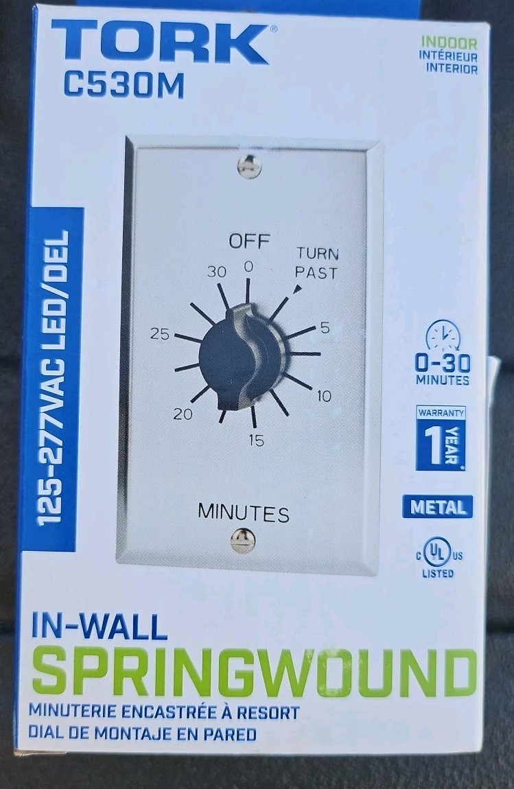 Tork C530M Springwound 30-Minute In-Wall Auto-Off Timer 125-277VAC