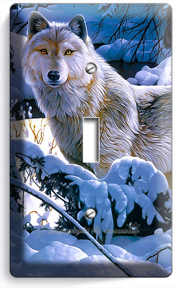 WILD GRAY WOLF WINTER FOREST 1 GANG LIGHT SWITCH WALL PLATE COVER ROOM ART DECOR