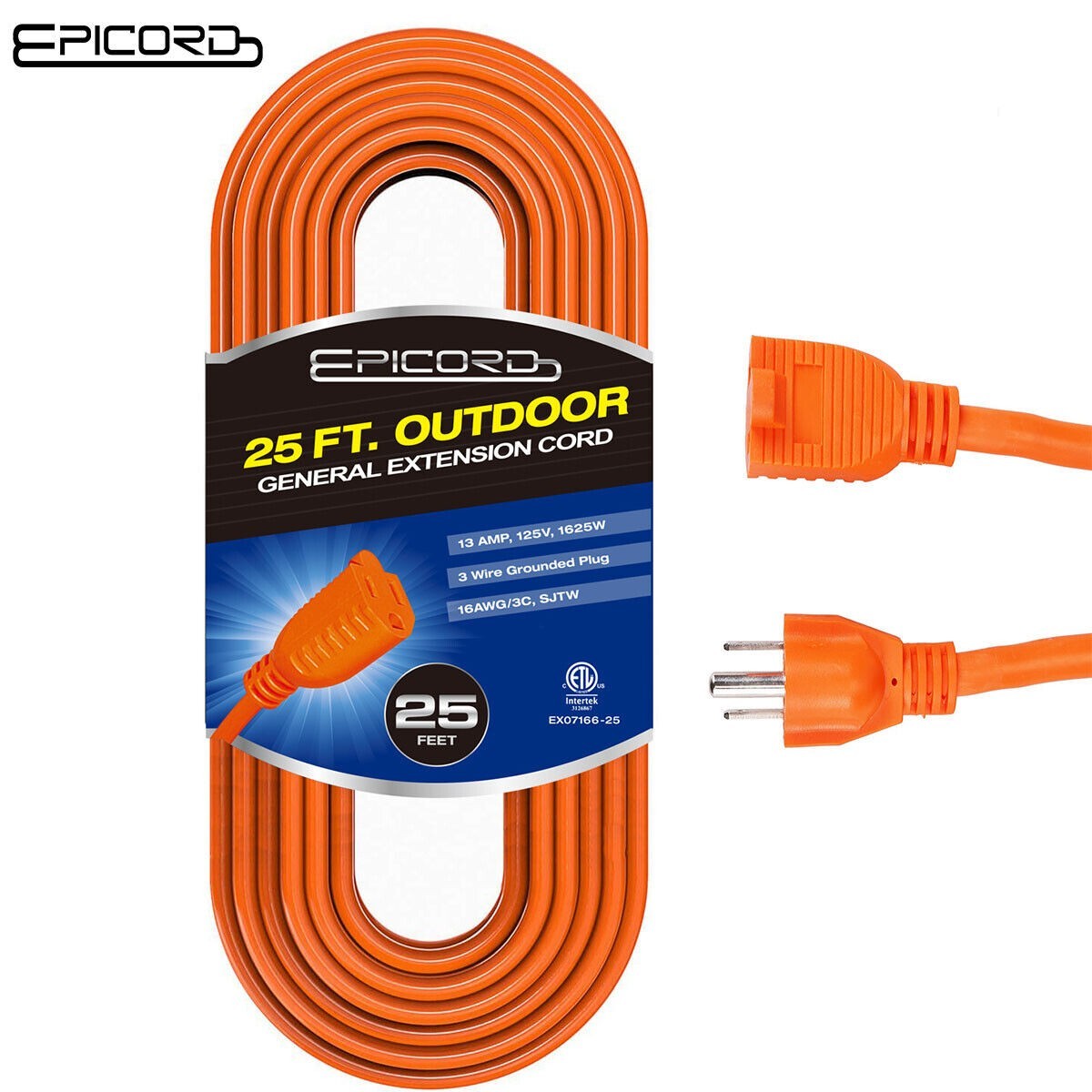 6-100 FT Heavy Duty 16/3 Outdoor Extension Cord Waterproof 13 A 1875W ETL Listed