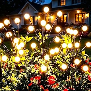 vignuto Solar Lights Outdoor Waterproof 4 Pack of 32 LEDs Garden Patio Firefly D