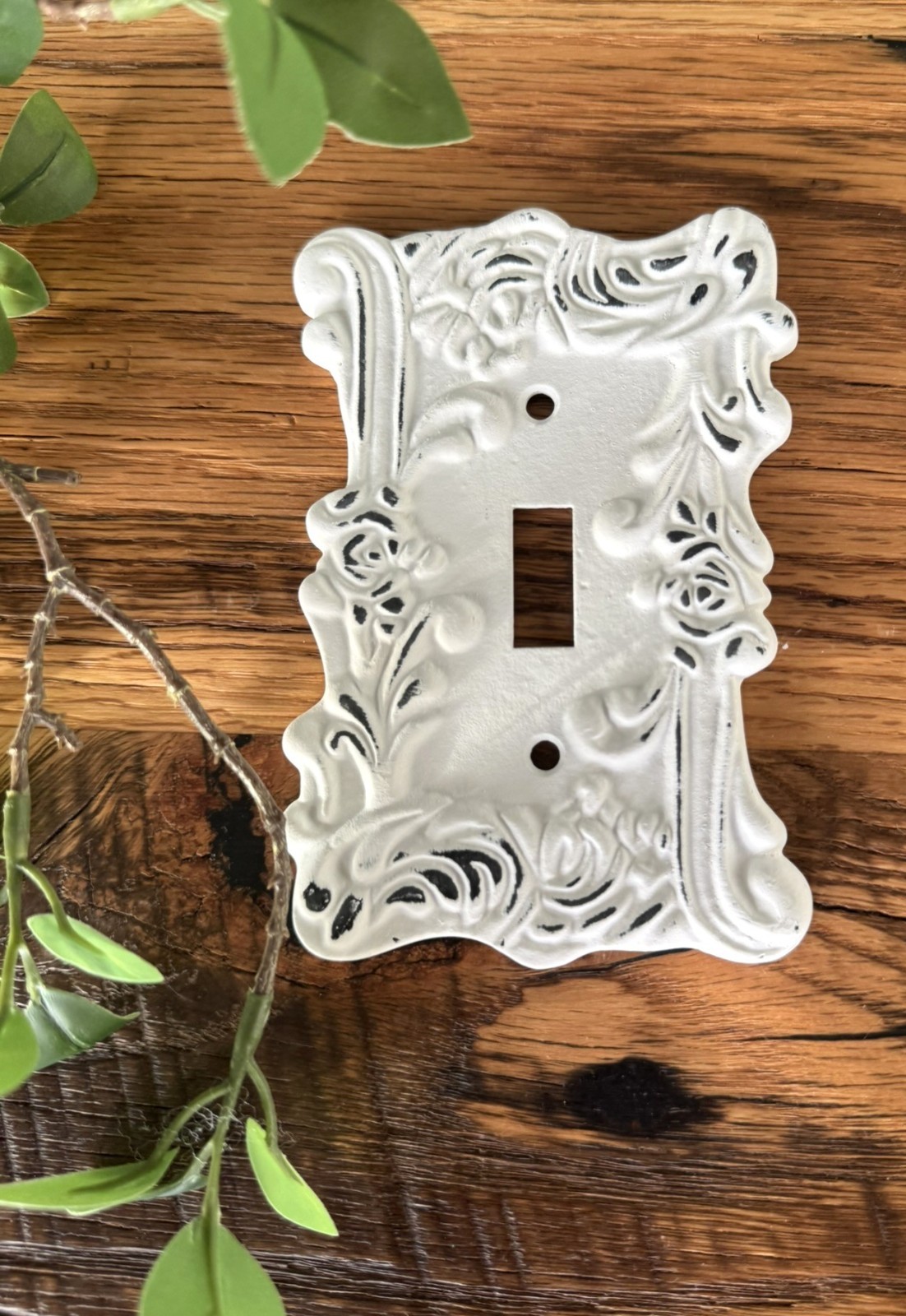 Single Toggle Light Switch Wall Plate Cover Cast Iron Ornate Metal Farmhouse