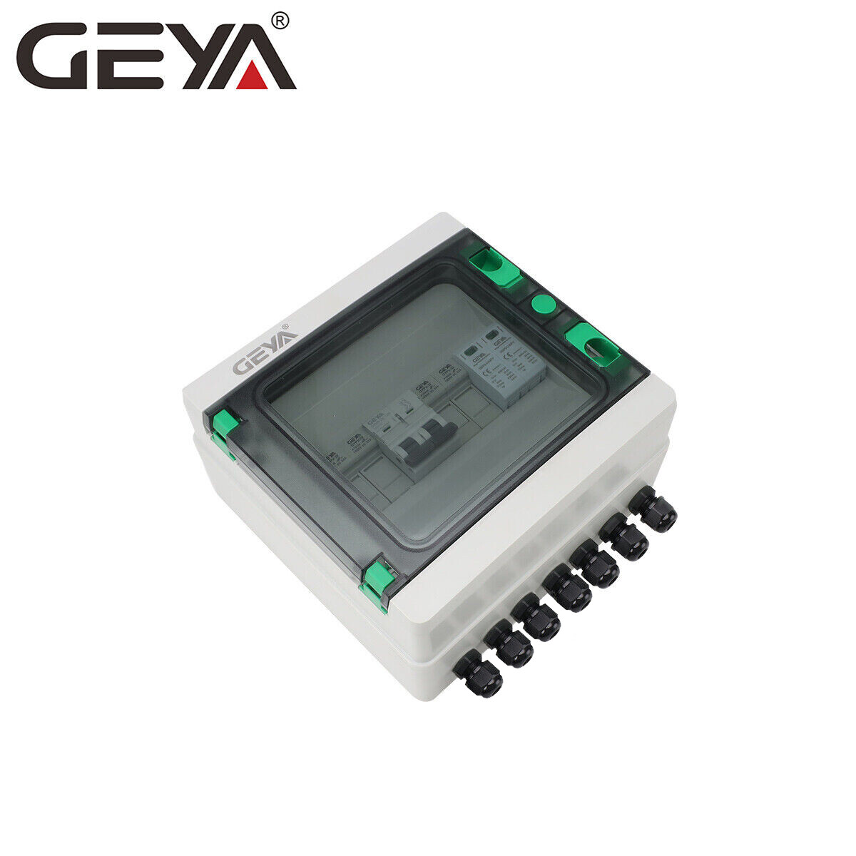 GEYA Solar PV Combiner Box Plastic 15A 2string 500DC Circuit Breaker Solar Panel