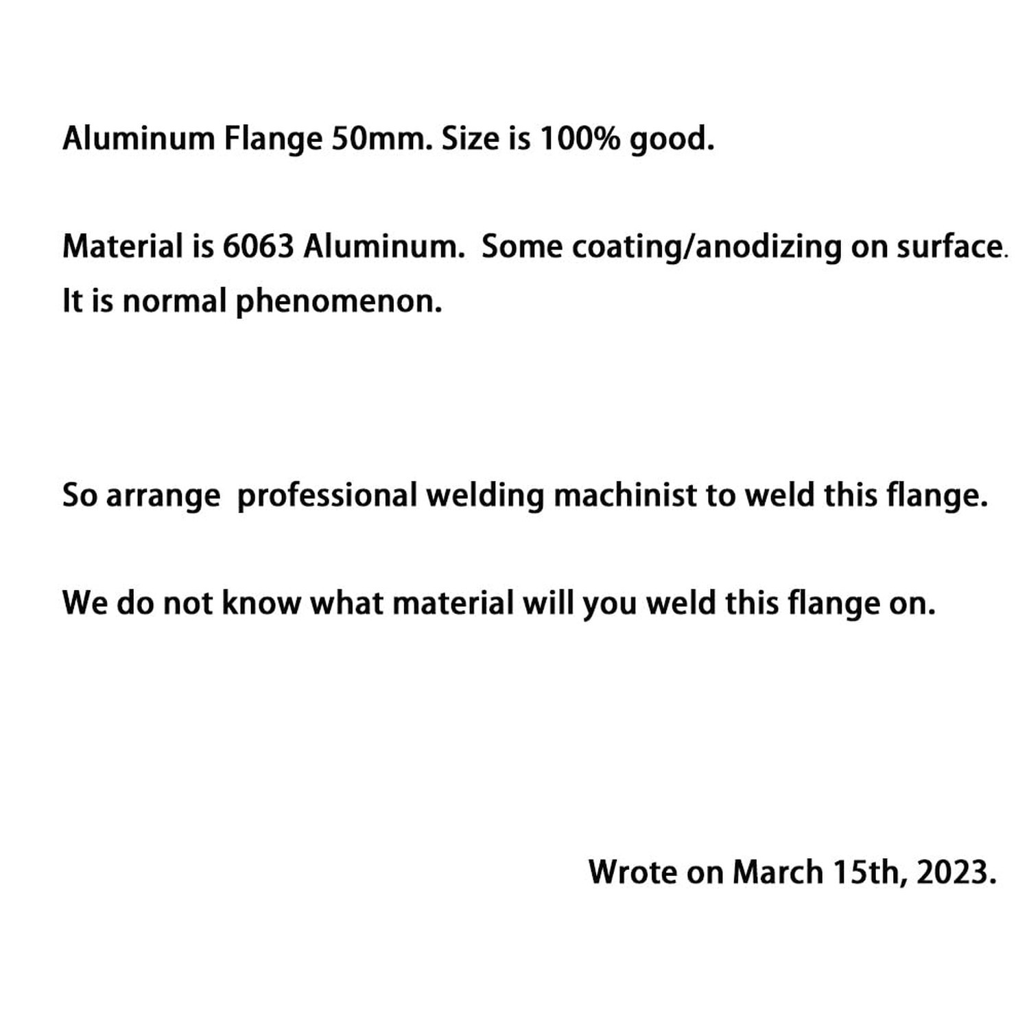 50MM Turbo Accessories Weld Aluminum Flange