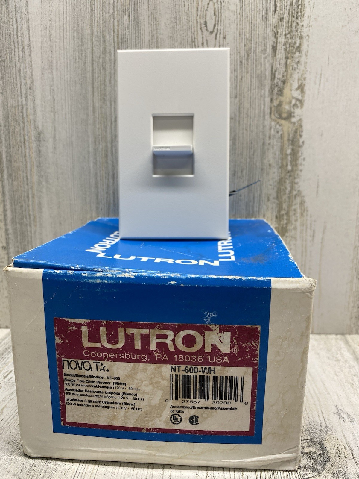 Lutron Nova T Single Pole Slide Dimmer NT-600-WH White