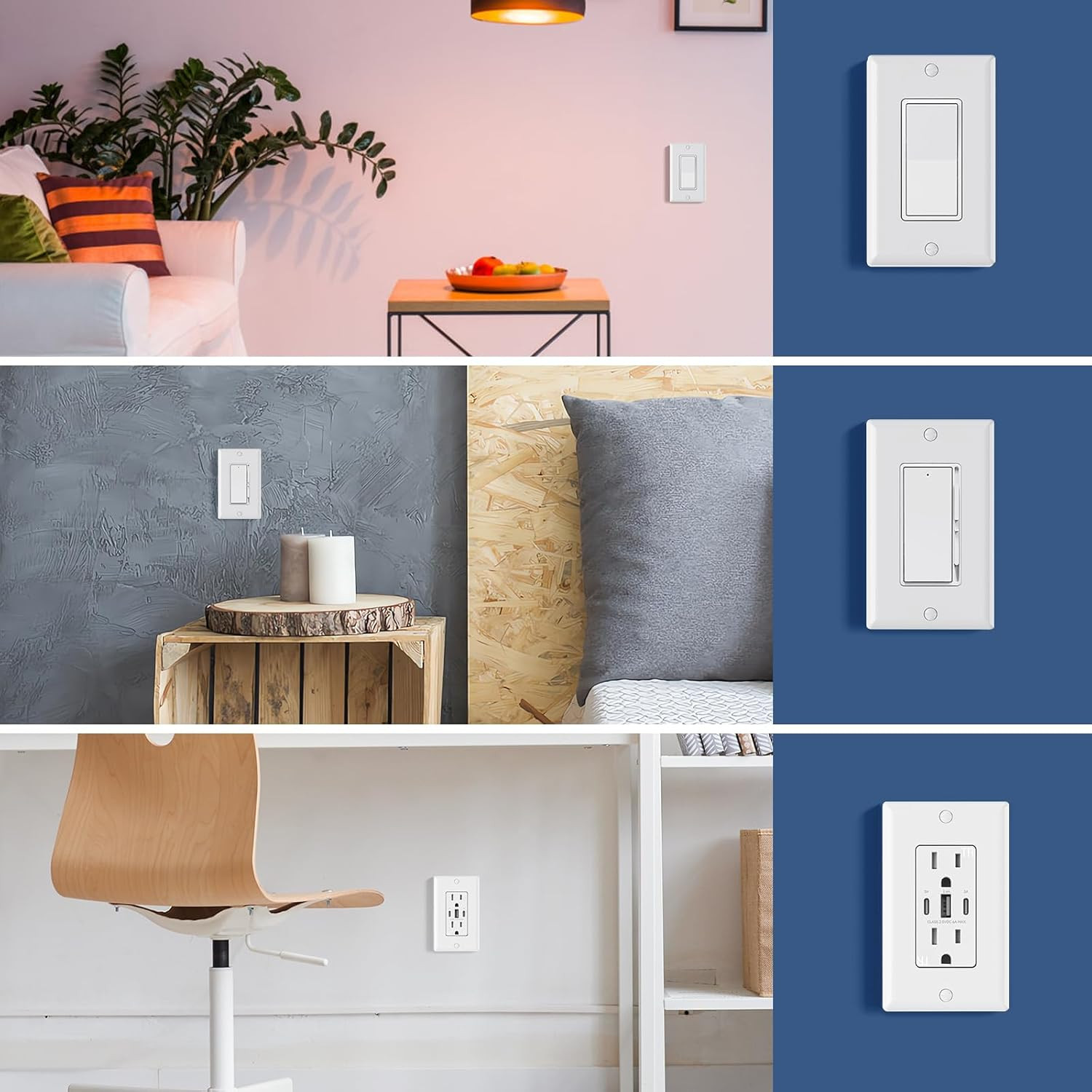 AIDA 1-Gang Standard Light Switch Cover Plate, Decorative Outlet Covers, Glossy